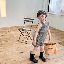 Load image into Gallery viewer, 123215TG-Summer Korean plaid short-sleeved shirt + shorts two-piece set