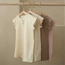 Load image into Gallery viewer, Y9458LS-Summer A-type waffle wave curling two-button bodysuit