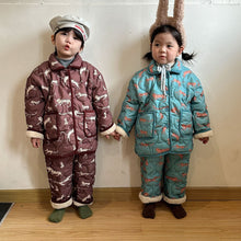 Load image into Gallery viewer, D83563PCW-Winter plus velvet three-layer padded parent-child home clothes set