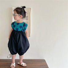 Load image into Gallery viewer, AX1252TG-Summer Girls Polka Dot Top + Overalls Two-piece Set