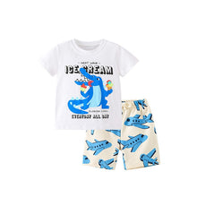 Load image into Gallery viewer, 8407KTG-Summer European and American children's casual round neck crocodile short-sleeved top + pants two-piece set