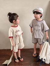 Load image into Gallery viewer, X85097TG-Summer Piping Round Neck Letter Top + Shorts Two-piece Set