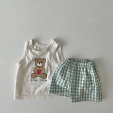 Load image into Gallery viewer, 53116TG-Summer Korean style bear print children's vest two-piece set