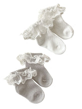 將圖片載入圖庫檢視器 W016AC-夏季透氣薄款花邊網眼中筒棉襪