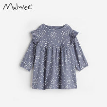 Load image into Gallery viewer, 8932DS-Autumn European and American children's round neck long sleeve white flower dress