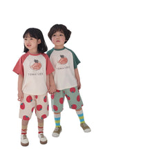 將圖片載入圖庫檢視器 24083SE-夏日韓版寬鬆短袖純棉插肩袖水果印花上衣【許願款】