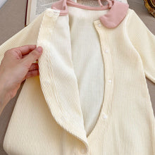 Load image into Gallery viewer, k2778LS-Autumn and winter cute rabbit ears lapel open button crawling clothes