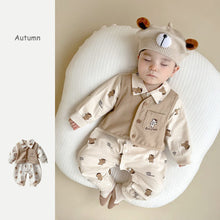 Load image into Gallery viewer, 2303242LS-Fake two-piece cartoon long-sleeved bear outdoor clothing