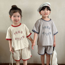 Load image into Gallery viewer, X85097TG-Summer Piping Round Neck Letter Top + Shorts Two-piece Set