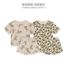 Load image into Gallery viewer, D24340TG-Summer cotton dinosaur animal short-sleeved top + shorts two-piece set