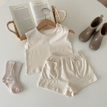 Load image into Gallery viewer, 71714TG-Summer Nordic style solid color simple small vest + double pocket shorts two-piece set