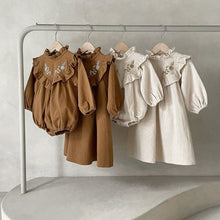 Load image into Gallery viewer, Y9384LS-Hooded flower embroidery stand-up collar bodysuit