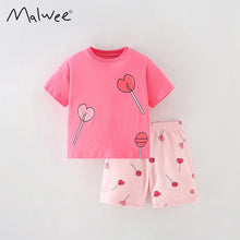 Load image into Gallery viewer, 9502TG-malwee stylish printed casual girls short-sleeved pants two-piece suit