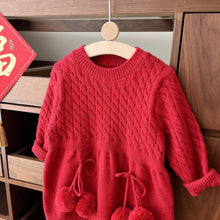 Load image into Gallery viewer, AQ024DS-Cute Thickened Girls Solid Color New Year Greetings Dress