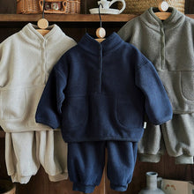 Load image into Gallery viewer, D23383TG-Baby suit winter fleece solid color top + trousers two-piece set