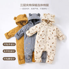 Load image into Gallery viewer, D22877LS-Winter Bear Hooded Plush Nordic Style Warm Jumpsuit