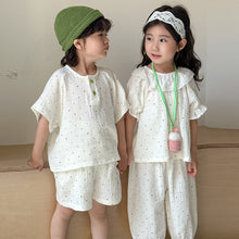 Load image into Gallery viewer, XZ250310JG-Summer thin cotton gauze home upper and lower set
