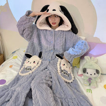 Load image into Gallery viewer, 2275JG-Autumn and winter coral fleece thick long nightgown + trousers home two-piece set