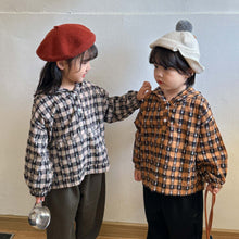 Load image into Gallery viewer, Q83025SE-Spring and Autumn Plaid Hooded Pullover Bunny Long Sleeve Top