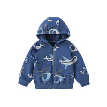 Load image into Gallery viewer, <Taiwan Pavilion> 7140SE-malwee Spring and Autumn European and American Children's Airplane Print Long Sleeve Hooded Jacket