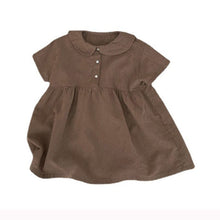 Load image into Gallery viewer, 23D676DS-Japanese and Korean imitation cotton and linen fashion round lapel short-sleeved dress