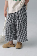 Load image into Gallery viewer, BB-2408PA-Japanese spring and summer plaid wide pants nine-point pants parent-child outfit