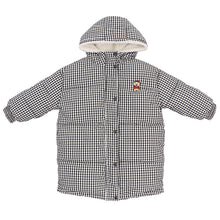 Load image into Gallery viewer, D90397SE- Winter boys and girls mid-length over-knee thickened hooded warm down plaid cotton coat