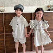 Load image into Gallery viewer, X86022TG-Summer short-sleeved cotton striped suit & dress