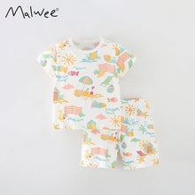 Load image into Gallery viewer, 9508TG-Summer European and American children's casual summer printed short-sleeved top + pants two-piece set