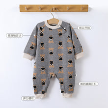 Load image into Gallery viewer, <Taiwan Pavilion> D23260LS-Autumn jacquard cute bear knitted crawling clothes