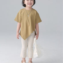 Load image into Gallery viewer, BB2410PCW-Summer Japanese style irregular angled short-sleeved parent-child T-shirts for boys and girls