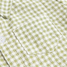 Load image into Gallery viewer, BRS1084LS-Summer Korean style lapel plaid short-sleeved shirt climbing suit