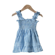 Load image into Gallery viewer, Y6407DS-Summer plaid lotus leaf suspender skirt