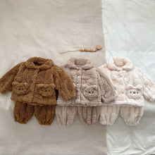 Load image into Gallery viewer, H10017JG-Autumn and winter cute bear plush home pajamas two-piece set