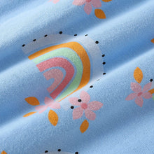 Load image into Gallery viewer, 9510TG-Summer European and American children's casual round neck rainbow top + elastic shorts set