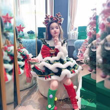 Load image into Gallery viewer, 11602DS-Winter Christmas Lolita Cake Dress + Deer Antler Headband + Socks & Inner Top