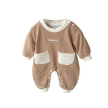 Load image into Gallery viewer, M2403717LS-秋季韓版可愛拼色雙帶口袋連身爬服