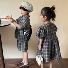 Load image into Gallery viewer, X85602TG-Summer plaid short-sleeved suit & dress