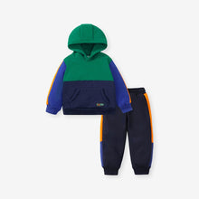 Load image into Gallery viewer, HC1101TG-Autumn and winter color matching long-sleeved plus velvet hooded top + trousers two-piece set