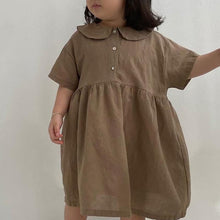 Load image into Gallery viewer, 23D676DS-Japanese and Korean imitation cotton and linen fashion round lapel short-sleeved dress