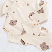 Load image into Gallery viewer, BP002LS-Spring and Autumn Cotton Boneless Bodysuit + Hat + Bib Three-piece Set