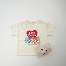 Load image into Gallery viewer, 24035SE-Spring and Summer Korean Short Sleeve Cotton Bear Printed T-shirt