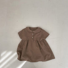 Load image into Gallery viewer, 23D676DS-Japanese and Korean imitation cotton and linen fashion round lapel short-sleeved dress