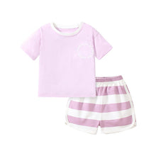 Load image into Gallery viewer, 22045TG-Summer short-sleeved cotton letter top + shorts set