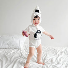 Load image into Gallery viewer, 53111LS-Korean summer rice ball print short-sleeved baby fart clothes + hat