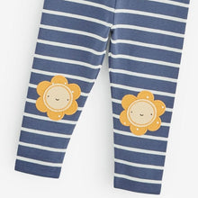 Load image into Gallery viewer, 9526TG-Summer European and American children's casual round neck short-sleeved sunflower top + elastic waist striped pants two-piece set