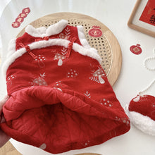 Load image into Gallery viewer, AQ084DS-Winter Quilted Girls New Year Greetings Sleeveless Dress & Inner Top