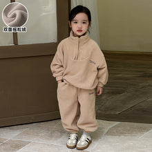 Load image into Gallery viewer, D83501TG- Korean autumn and winter plus velvet children's sports suit