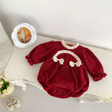 Load image into Gallery viewer, H10352LS-Winter Plus Velvet New Year Bowknot Bodysuit