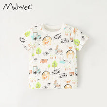Load image into Gallery viewer, 9568YSE-Summer European and American children's leisure park print round neck short-sleeved top